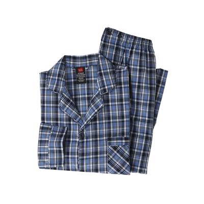 Men's Big & Tall Hanes® Woven Pajamas by Hanes in Blue Plaid (Size 7XL)