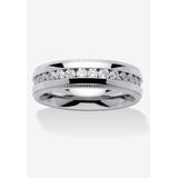 Men's Big & Tall Stainless Steel Cubic Zirconia Channel Set Eternity Bridal Ring by PalmBeach Jewelry in Stainless Steel (Size 16)