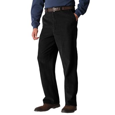 Men's Big & Tall Expandable Waist Corduroy Pleat-Front Pants by KingSize in Black (Size 44 38)