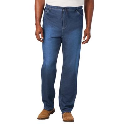 Men's Big & Tall 5-Pocket Relaxed Fit Denim Look Sweatpants by KingSize in Stonewash (Size 5XL) Jeans