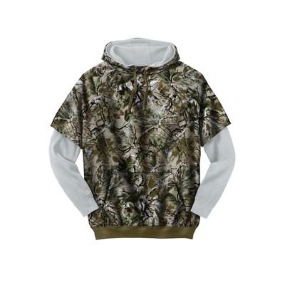 Men's Big & Tall Thermal Lined Layered Look Hoodie by Boulder Creek® in Woods Camo (Size 4XL)