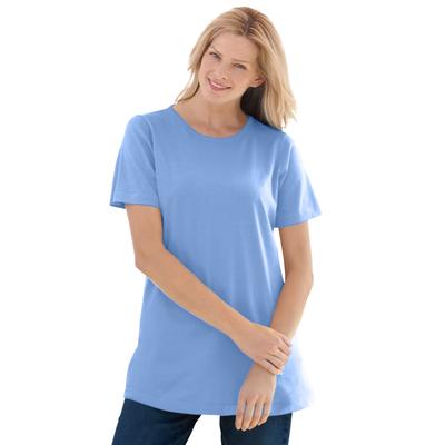 Plus Size Women's Perfect Short-Sleeve Crewneck Tee by Woman Within in French Blue (Size 1X) Shirt