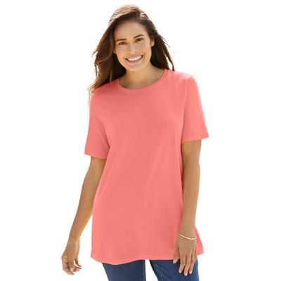 Plus Size Women's Perfect Short-Sleeve Crewneck Tee by Woman Within in Sweet Coral (Size L) Shirt