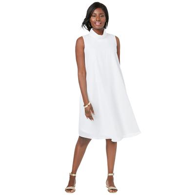 Plus Size Women's Georgette Mock Neck Dress by Jessica London in White (Size 22)