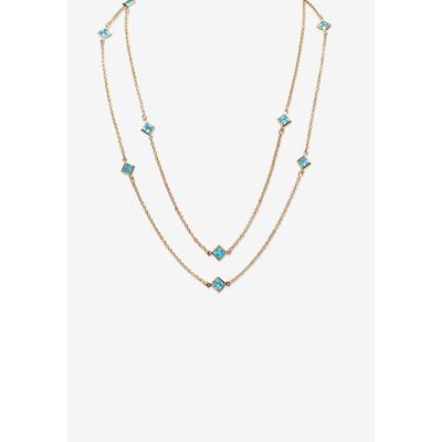 Women's Gold Tone Endless 48" Necklace with Princess Cut Birthstone by PalmBeach Jewelry in December