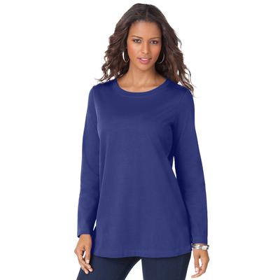 Plus Size Women's Long-Sleeve Crewneck Ultimate Tee by Roaman's in Ultra Blue (Size L) Shirt