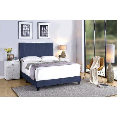 Container Furniture Direct Este Bed Wood & /Upholstered/Velvet in Blue | 56 H in | Wayfair CFDB8125-Queen