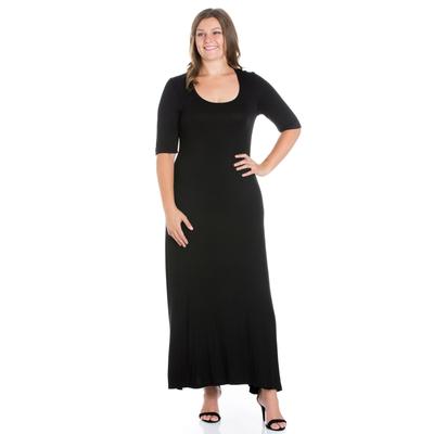 Elbow Length Sleeve Plus Size Maxi Dress