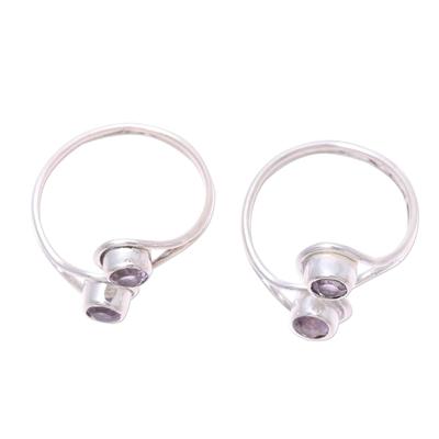 Lovely Trend,'Faceted Amethyst Toe Rings Crafted in India (Pair)'