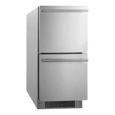 Summit Appliance ADRD15 15" Stainless Steel ADA-Height Built-In Undercounter Indoor / Outdoor 2-Drawer Refrigerator - 115V
