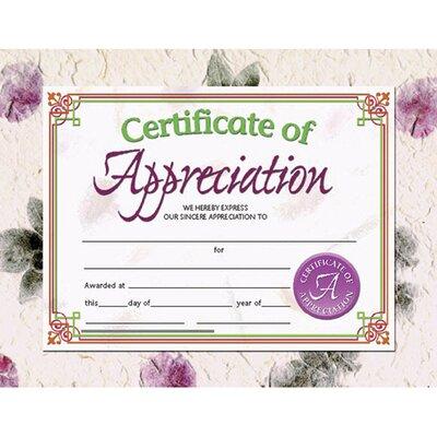 Hayes School Publishing Appreciation Certificate | 8.5 H x 11 W x 0.2 D in | Wayfair H-VA614