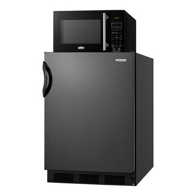 Summit Appliance MRF66BKA 5.1 Cu. Ft. Black Counter Height Solid Door Refrigerator-Freezer with Microwave - 115V