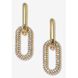 Women's Round Crystal Chain Link Goldtone Drop Earrings, 36X12Mm by PalmBeach Jewelry in Gold