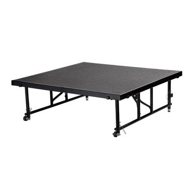 National Public Seating TFXS48481624C-02 Duel Height Stage w/ Carpeted Deck & Black Steel Frame - 4 ft x 4 ft x 16" to 24"H