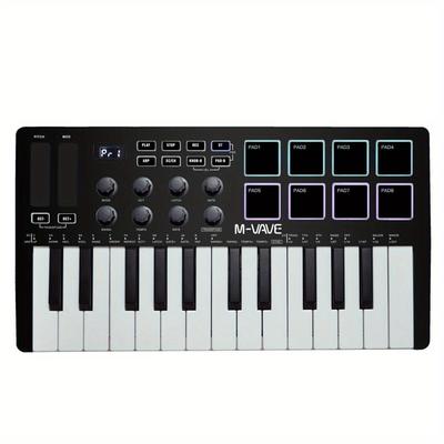 25-key Midi Control Keyboard Mini Portable Usb Keyboard Midi Controller With 25 Velocity Sensitive Keys 8 Rgb Backlit Pads 8 Knobs