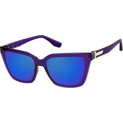Zenni Women's Square Rx Sunglasses Purple Plastic Full Rim Frame