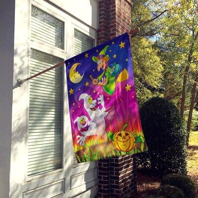 Caroline's Treasures Witch & Ghosts Halloween 2-Sided Garden Flag Metal in Pink/Blue/Indigo | 40 H x 28 W in | Wayfair APH3799CHF