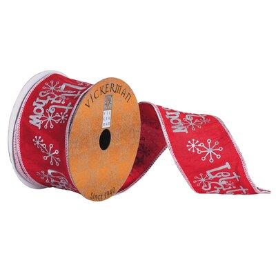 The Holiday Aisle® Embroidered Snow Snowflakes Ribbon Fabric in Gray/Red | 0.2 H x 2.5 W x 360 D in | Wayfair 008FB5AB25E3429896823781D66DA2FD