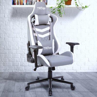 Techni Sport Ergonomic High Back Gaming Chair Faux Leather/Upholstered in Gray | 22 H x 29.5 W x 18.5 D in | Wayfair RTA-TS83-GRY-WHT