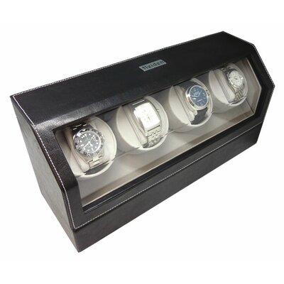 JP Commerce Heiden Quad Watch Winder Jewelry Box Faux Leather/Leather in Black | 8 H x 5.5 W x 8 D in | Wayfair hd014