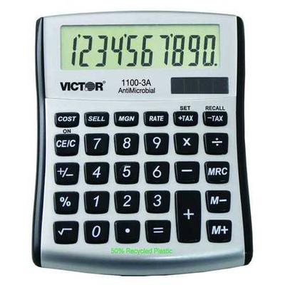 VICTOR TECHNOLOGY 1100-3A Portable Calculator,LCD,10 Digits
