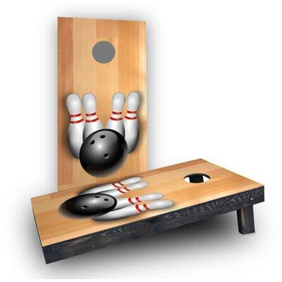 Custom Cornhole Boards Bowling Pins Cornhole Game Set Manufactured Wood in Brown | 4 H x 24 W x 48 D in | Wayfair CCB68-2x4-AW