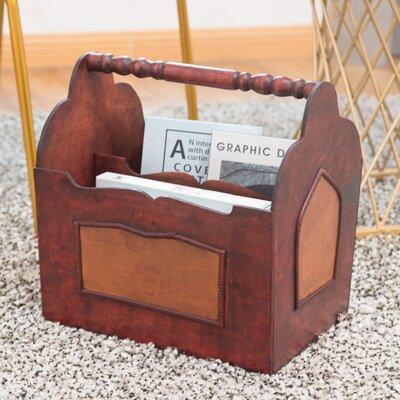 Alcott Hill® Barnard Handcrafted Decorative Wooden Magazine Rack Leather Wood in Brown Red | 13.4 H x 13.8 W x 9.4 D in | Wayfair ALTH3587 42835146