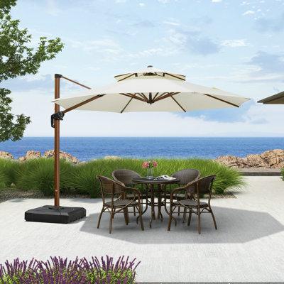 Latitude Run® Fratello 9.84' Cantilever Umbrella (Must Purchase Base Separately) Metal in White/Brown | 108 H in | Wayfair