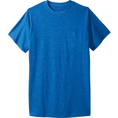 Men's Big & Tall Shrink-Less™ Lightweight Longer-Length Crewneck Pocket T-Shirt by KingSize in Royal Blue Heather (Size 3XL)