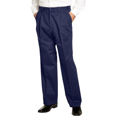 Men's Big & Tall Relaxed Fit Wrinkle-Free Expandable Waist Pleated Pants by KingSize in Navy (Size 52 38)