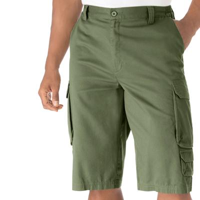 Men's Big & Tall 14 Side Elastic Cargo Shorts by KingSize in Safari Green (Size 40)
