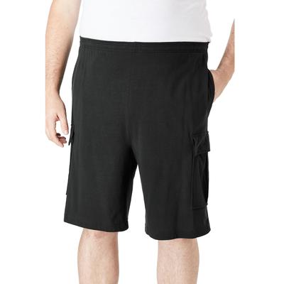 Men's Big & Tall Lightweight Jersey Cargo Shorts by KingSize in Black (Size 6XL)