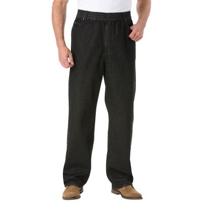 Men's Big & Tall Loose Fit Comfort Waist Jeans by KingSize in Black Denim (Size 2XL 40)
