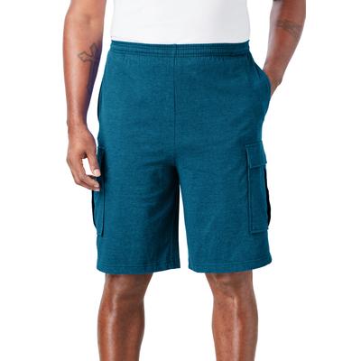 Men's Big & Tall Lightweight Jersey Cargo Shorts by KingSize in Heather Teal (Size 8XL)