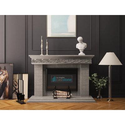 Los Angeles Cast Stone Bonaparte Fireplace Surround, Solid Wood in White | 56 H x 71.25 W x 12.5 D in | Wayfair LACS-FM-BONAPARTE SL-8