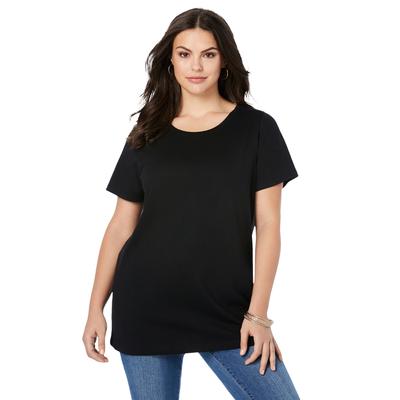 Plus Size Women\'s Crewneck Ultimate Tee by Roaman\'s in Black (Size 1X) Shirt