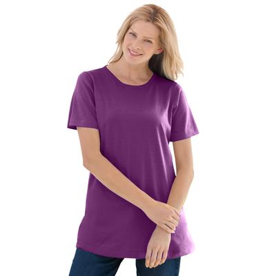 Plus Size Women's Perfect Short-Sleeve Crewneck Tee by Woman Within in Plum Purple (Size L) Shirt