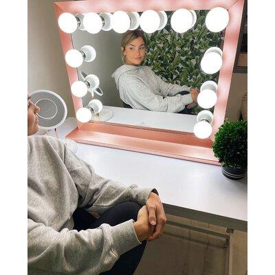 IMPRESSIONS VANITY · COMPANY Hollywood Vanity Mirror w/ Lights Extra Large 12 LED Lighted Mirror w/ 5X Magnetic Glass Plastic in Yellow | Wayfair