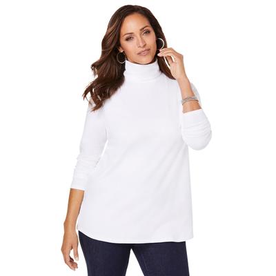 Plus Size Women's Long Sleeve Mockneck Tee by Jessica London in White (Size 14 16) Mock Turtleneck T-Shirt