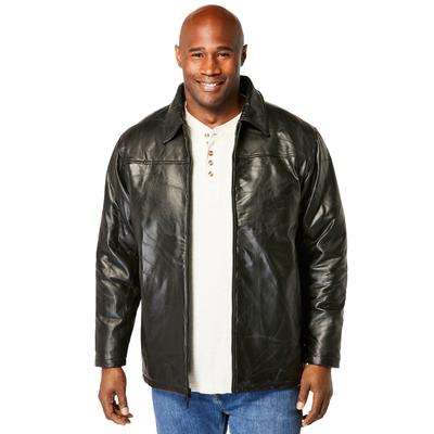 Men's Big & Tall Embossed leather jacket by KingSize in Black (Size 2XL)