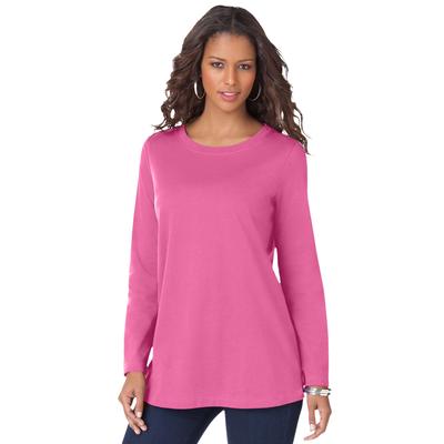 Plus Size Women's Long-Sleeve Crewneck Ultimate Tee by Roaman's in Vintage Rose (Size M) Shirt