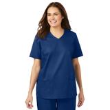 Plus Size Women's V-Neck Scrub Top by Comfort Choice in Evening Blue (Size M)