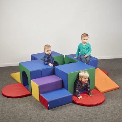 ECR4Kids SoftZone Four Tunnel Maze, Toddler Playset, Assorted, 15-Piece Foam/Vinyl | 18 H x 95 W x 95 D in | Wayfair ELR-0837