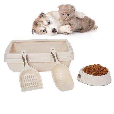 Tucker Murphy Pet™ Plastic 4 Pcs Pet Supplies Set Cat Kitten Dog Litter Tray Plastic in Gray | 4.7 H x 11 W x 16.5 D in | Wayfair