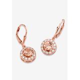 Women's 6.13 Tcw Simulated Pink Morganite Cz Rose Gold-Plated Sterling Silver Earrings by PalmBeach Jewelry in Pink