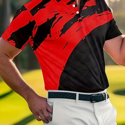 Men's Color Block Casual Comfy Custom Fit Shirt, Mens Golf Shirt Tennis Shirt, Mens Clothing