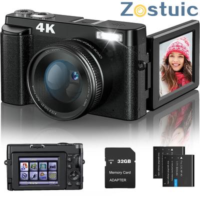 4k Digital Camera For Photography And Video Autofocus Anti-shake, 48mp Vlogging Camera With Sd Card, 3'' 180Â° Flip Screen Compact Camera With Flash, 16x Digital Zoom