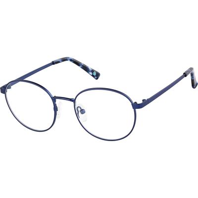 Zenni Round Prescription Glasses Blue Stainless Steel Full Rim Frame