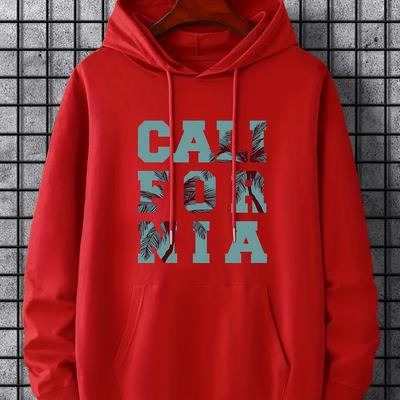 california Print, Hoodies For Men, Graphic Sweatshirt With Kangaroo Pocket, Comfy Trendy Hooded Pullover, Mens Clothing For Fall Winter