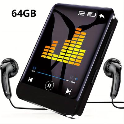 64gb Touch Screen Mp3 Music Player - Hd Speaker, Fm Radio, Recorder, E-book, Video Playback, Perfect For Sports & Travel!